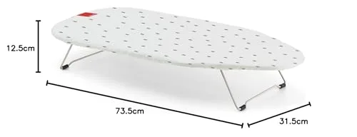 Rayen ▫️ Tábua de engomar de mesa | Dobrável e compacta | Malha metálica | Pode ser pendurada | Estampada | Dimensões: 73,5 x 31,5 cm 4