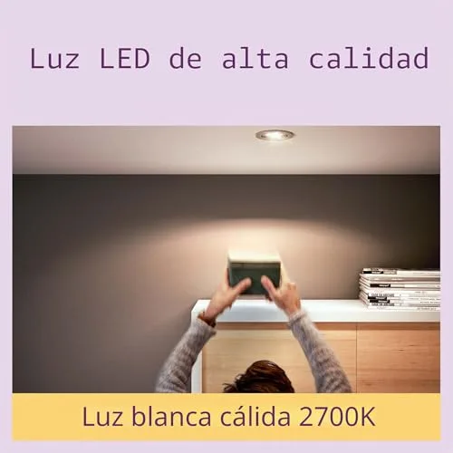 Philips ▫️ Lâmpada tipo spot de 4,6 W (equivalente a 50 W), 355 lúmenes, casquilho GU10, luz branca quente (2700 K) - 6 unidades (embalagem de 1) 4