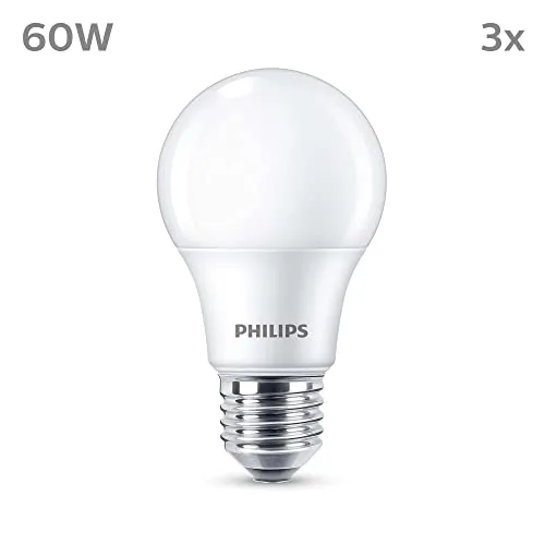Philips ▫️ Classic Lâmpada LED A60 E27 2700K 806 lm 8 W/60 W Branca, Embalagem de 3 2