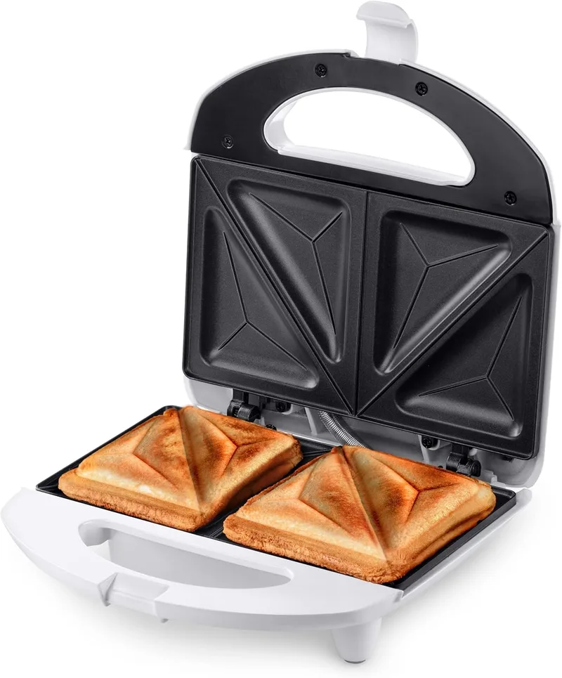 Ufesa ▫️ Sanduicheira SW7862 750W, antiaderente, vedação perfeita, 2 sanduíches, sem BPA, branca / aço inoxidável, exclusivo Amazon