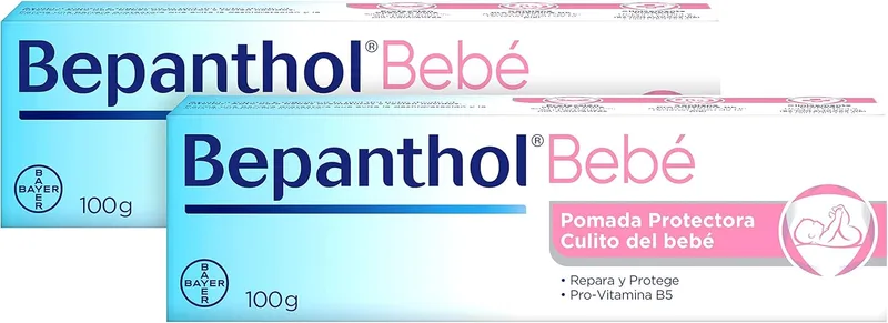 BEPANTHOL ▫️ Pomada Protetora para o Rabinho do Bebé com Provitamina B5 - Creme para Irritações e Fraldas - Recém-nascido - 2x100 g