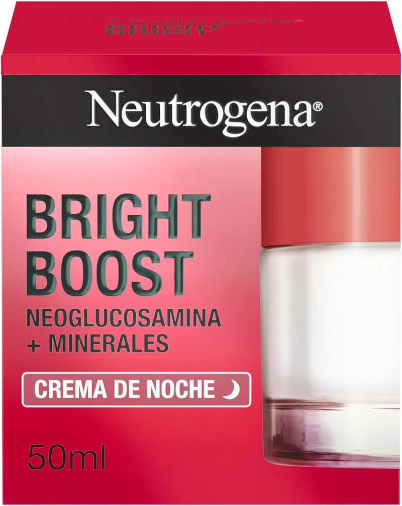 Neutrogena ▫️ Bright Boost Creme de Noite Hidratante (1 x 50 ml), creme de rosto regenerador com neoglucosamina e minerais, cuidado de rosto para uma pele uniforme e luminosa.