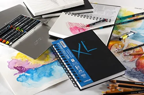 Canson ▫️ XL Art Book, Papel Multitécnica, Grão Suave, 160 g/m², Caderno com espiral, A5 - 14,8 x 21 cm, Branco, 60 folhas 2