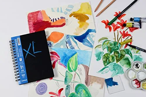 Canson ▫️ XL Art Book, Papel Multitécnica, Grão Suave, 160 g/m², Caderno com espiral, A5 - 14,8 x 21 cm, Branco, 60 folhas 4
