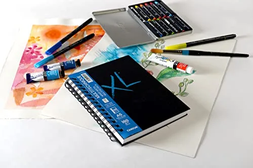 Canson ▫️ XL Art Book, Papel Multitécnica, Grão Suave, 160 g/m², Caderno com espiral, A5 - 14,8 x 21 cm, Branco, 60 folhas 5