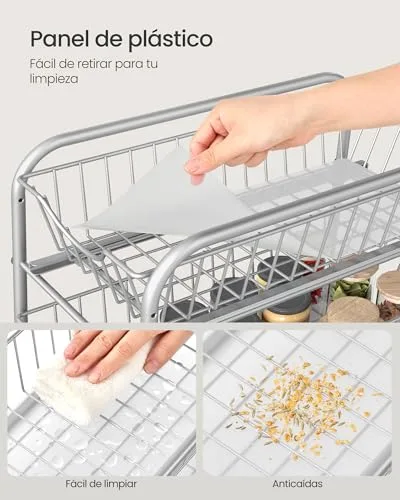 SONGMICS ▫️ Organizador de cozinha, 2 níveis extraíveis para armário 7