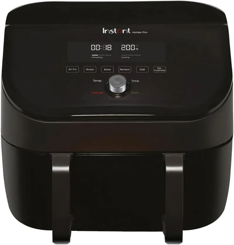 Instant Pot ▫️ Fritadeira de ar quente Versazone Dual – Preta, grande capacidade (8,5 L), ideal para famílias – Cesto duplo com separador, 8 funções num só aparelho: desidratar, grelhar, cozer, assar, aquecer