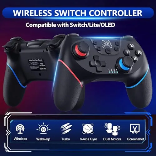 Sefitopher ▫️ Comando para Switch, Comando sem fios para Switch, Comando Pro Controller para Switch/Switch Lite/Switch OLED com Gyro Axis/Dual Shock/Função Turbo e Captura de Ecrã 2
