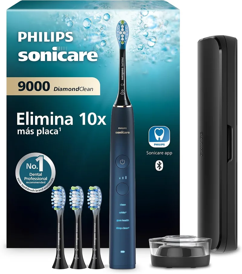 PHILIPS ▫️ Sonicare DiamondClean 9000, escova de dentes elétrica, edição especial, escova de dentes sónica com aplicação, sensor de pressão, base de carregamento, cor aguamarina, modelo HX9911/89