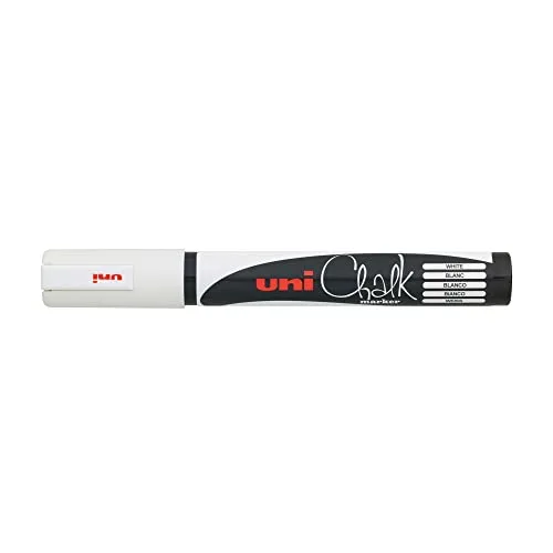 Uni-Ball ▫️ 186203 - Conjunto de marcadores de giz e para janelas, 4 marcadores de giz PWE-5M, ponta redonda de 1,8-2,5 mm 6