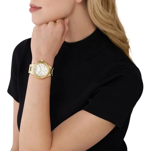 Michael Kors ▫️ Relógio Camille para mulher, movimento cronógrafo de quartzo de 43 mm com bracelete em aço inoxidável 5