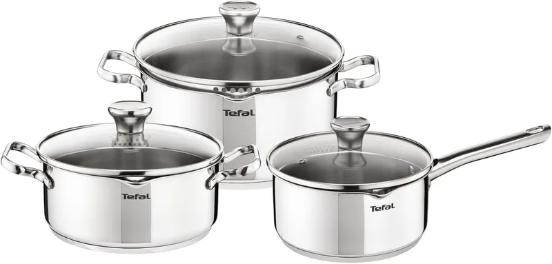 Tefal ▫️ Duetto On - Conjunto de 3 peças + 3 acessórios, aço inoxidável
