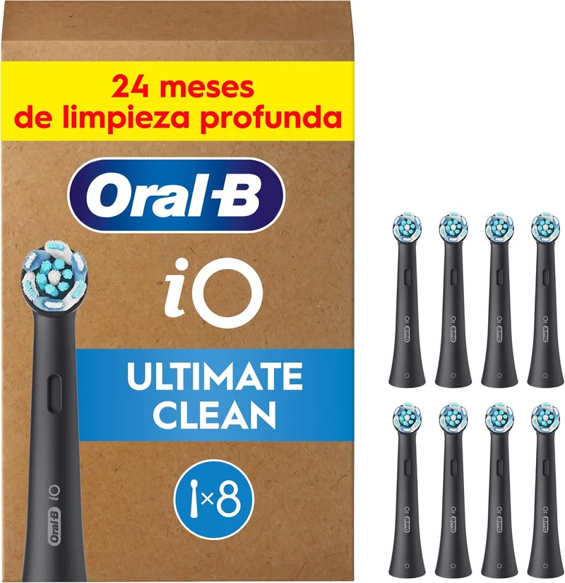 Oral-B ▫️ iO Ultimate Clean Cabeças de escova de substituição originais, pretas, embalagem de 8