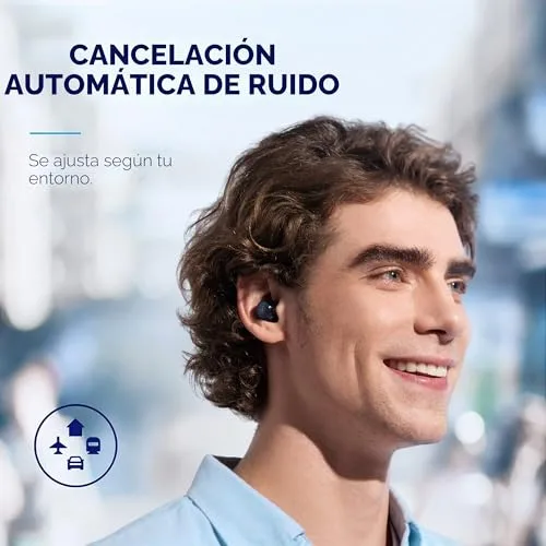 Soundcore ▫️ by Anker Space A40: Auscultadores sem fios Bluetooth com cancelamento de ruído ativo adaptativo, 50 horas de autonomia total, som de alta resolução LDAC, ajuste confortável, 6 microfones, carregamento sem fios, carregamento rápido 3