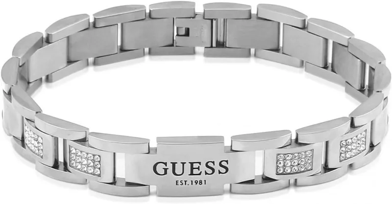 GUESS ▫️ Pulseira para homem em aço inoxidável banhada a ouro, FRONTIERS - Pulseira - Aço - Liga de ouro amarelo - 21,50 cm - Sem níquel
