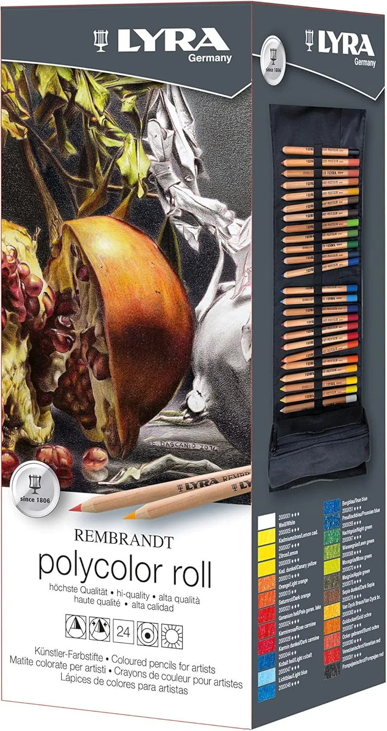 LYRA ▫️ Rembrandt Polycolor Lápis, Estuche com Cores Variadas, 24 unidades