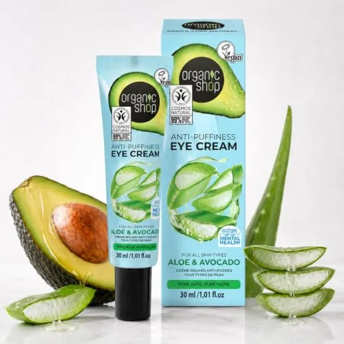 Organic Shop ▫️ CREME ANTI-INCHAÇO PARA O CONTORNO DOS OLHOS, PARA TODOS OS TIPOS DE PELE «ABACATE E ALOE», 30 ML 3