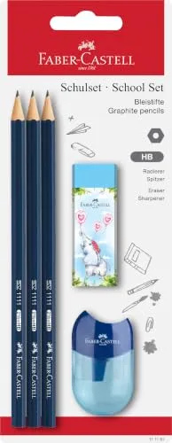 Faber-Castell ▫️ Conjunto escolar de 5 peças com lápis, afiador e borracha 2