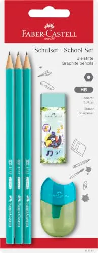 Faber-Castell ▫️ Conjunto escolar de 5 peças com lápis, afiador e borracha 3