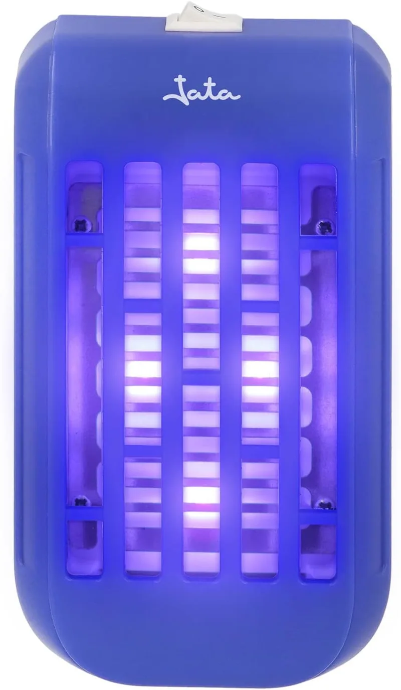 Jata ▫️ HOGAR MOST1521 - Matador de mosquitos elétrico para interior, lâmpada com 4 LEDs ultravioleta, silencioso, tabuleiro de limpeza removível, área de ação de 16 m²