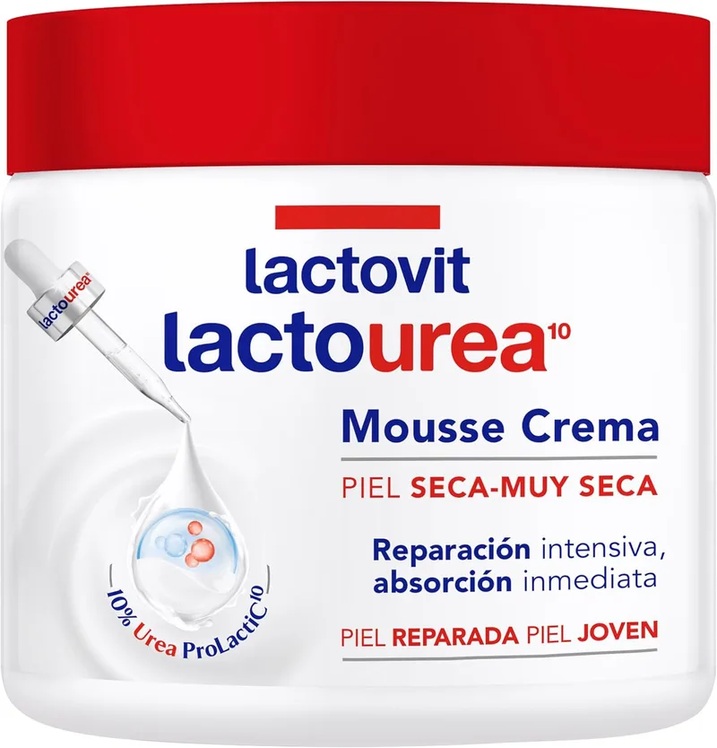Lactovit ▫️ Mousse Crème Lactourea Hidratante 24h para o Corpo e o Rosto, Pele Muito Seca e Extra Seca, Absorção Imediata – 400 ml