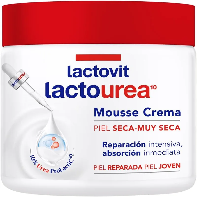 Lactovit ▫️ Mousse Creme Reparador 72H Lactourea para o Corpo e o Rosto - 400 ml | Fórmula ultraleve que alivia a sensação de repuxar na pele muito seca logo desde a primeira aplicação