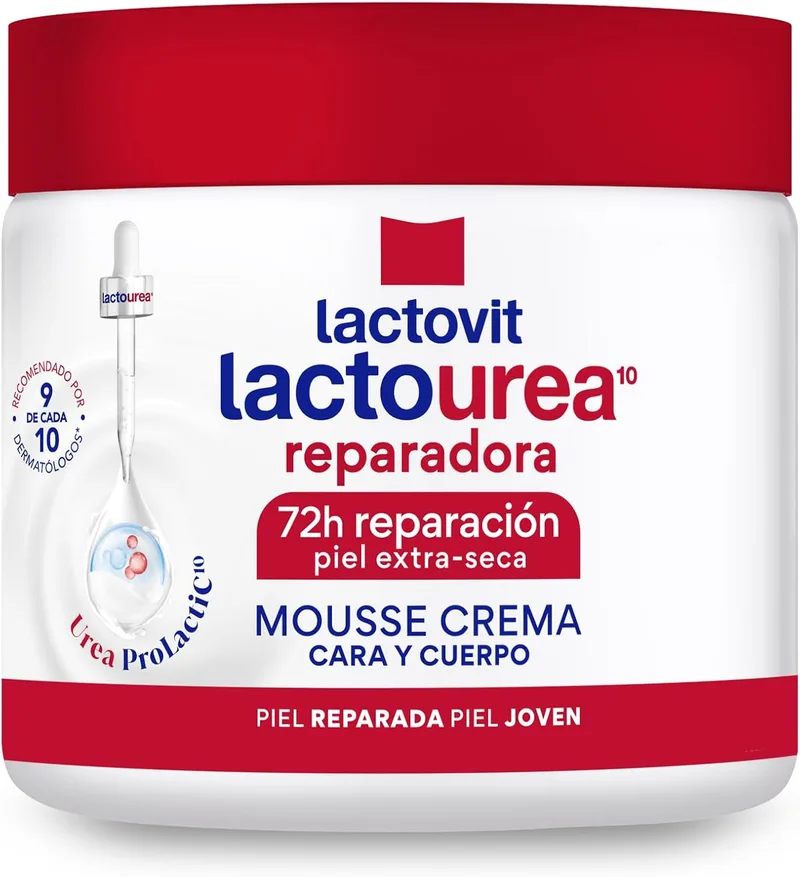Lactovit ▫️ Mousse Cremosa Reparadora 72H Lactourea para o Corpo e o Rosto - 400 ml