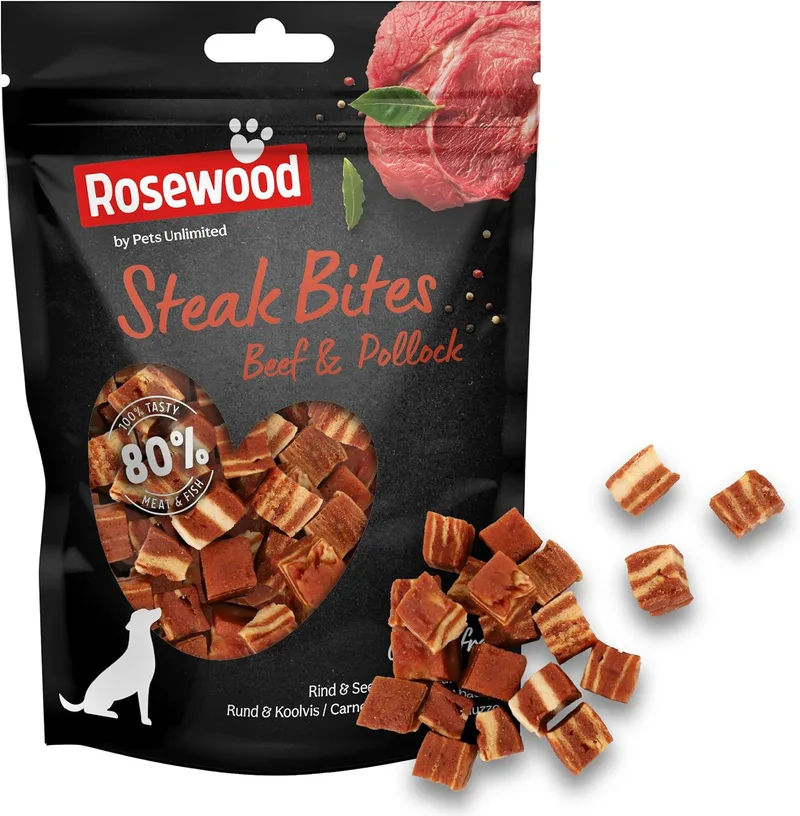 Rosewood ▫️ Pets Unlimited Petiscos de Carne, Saco de 100 g, um petisco natural para animais de estimação, sem corantes artificiais, aromatizantes ou conservantes