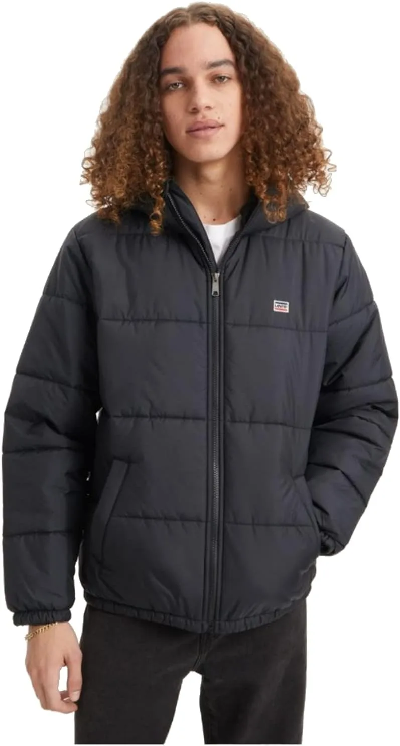 Levi's ▫️ TELEGRAPH HOOD SHRT JKT, Casaco Curto com Capuz TELEGRAPH para homem, PRETO, L -