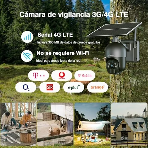 Xega ▫️ Câmara de segurança sem fios 4G LTE para exterior, alimentada a energia solar 2