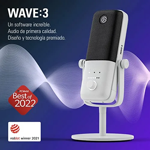 Elgato ▫️ Wave:3 White, microfone de condensador USB 2
