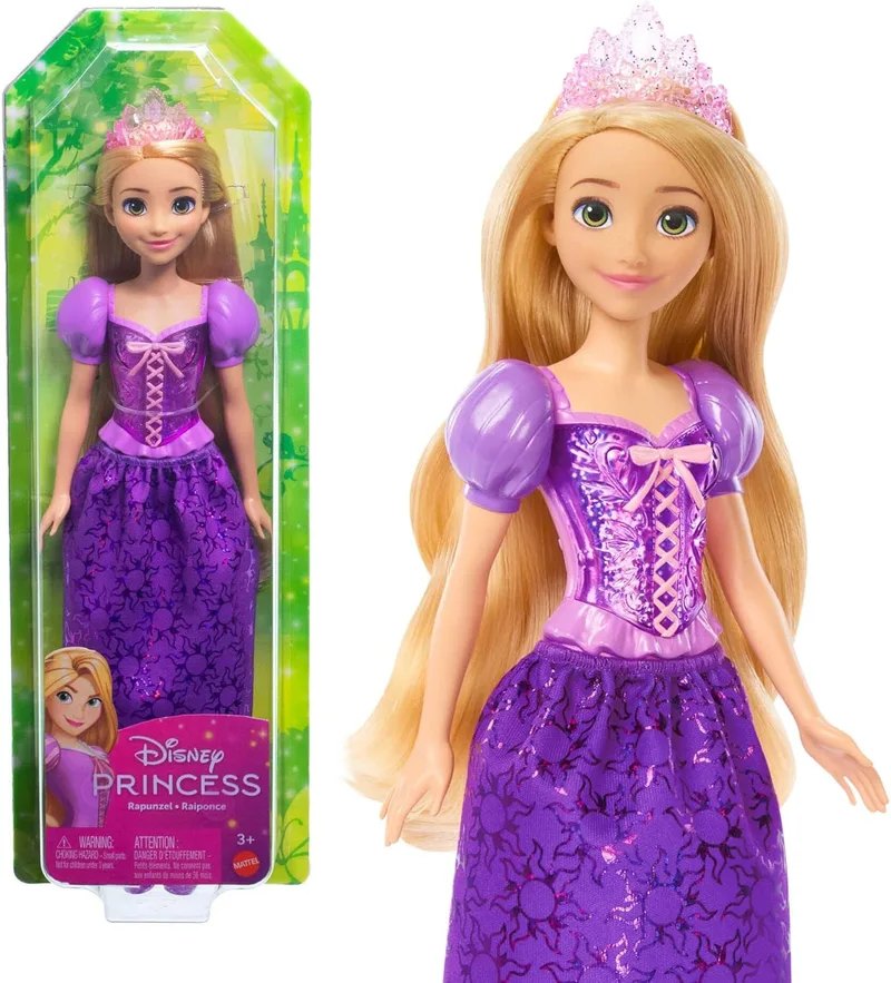 Mattel ▫️ Disney Princesa Rapunzel Boneca Princesa Filme Tangled, brinquedo +3 anos (HLW03)