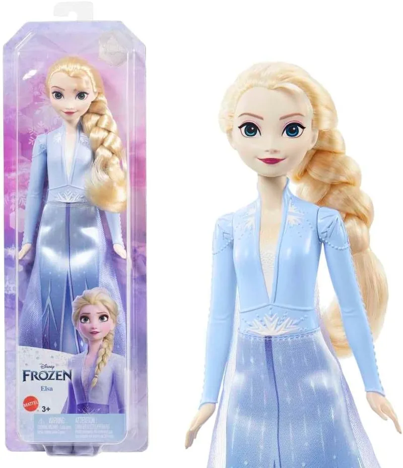 Mattel ▫️ Boneca de viagem Disney Frozen 2 Elsa com look de viagem, brinquedo +3 anos (HLW48)