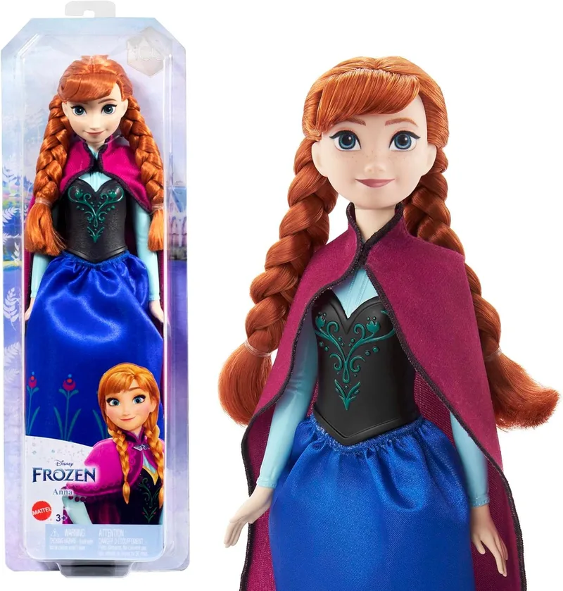 Mattel ▫️ Boneca de viagem Disney Frozen 2 Anna com look de viagem, brinquedo +3 anos (HLW49)