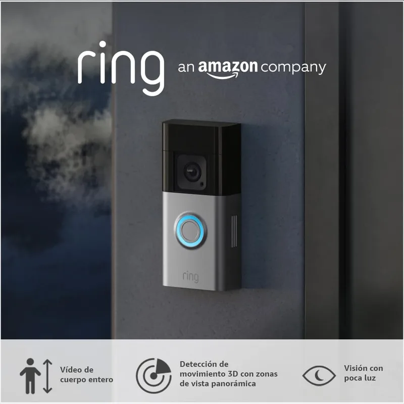 Ring ▫️ Videoporteiro Pro com bateria (Battery Video Doorbell Pro) | Videoporteiro com imagem de corpo inteiro, deteção de movimento 3D e visão noturna a cores | 30 dias grátis Home