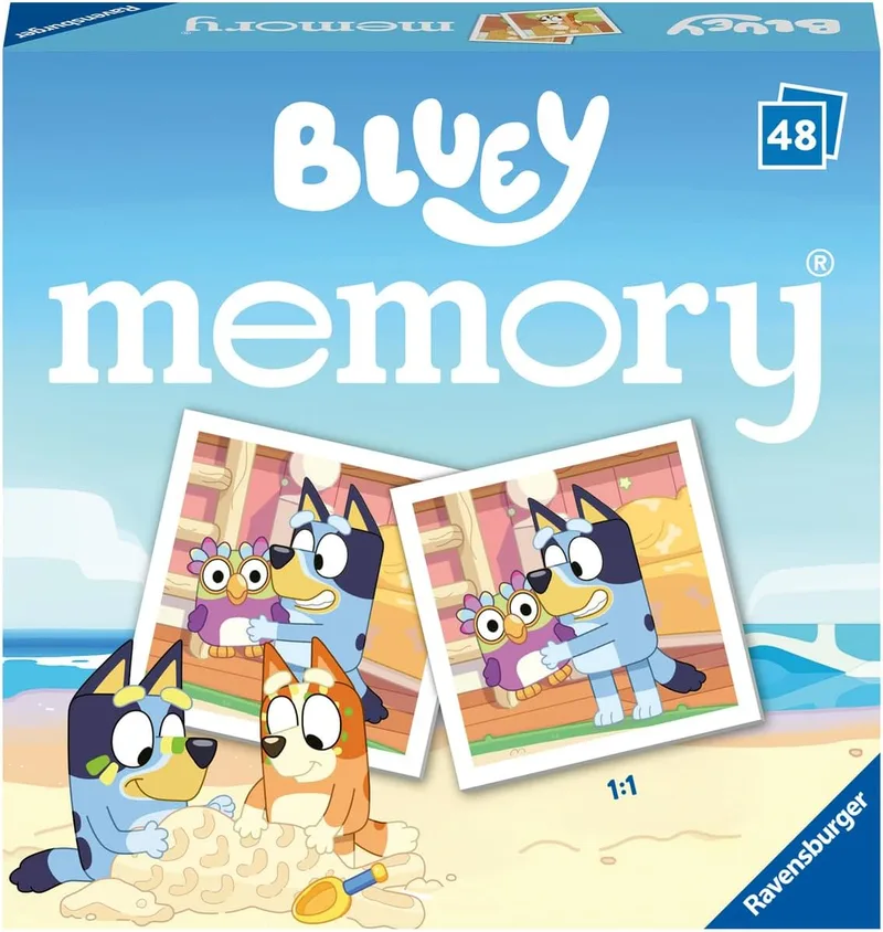 Ravensburger ▫️ Memory Mini Bluey | Jogos de mesa a partir dos 4 anos | Jogo de cartas | 48 cartas | Jogos educativos | Aprender brincando | Brinquedos Bluey