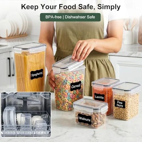 L LONGANCHANG ▫️ 1,6 L Recipientes de Cozinha, Recipientes de plástico para armazenamento de alimentos com tampa hermética, para guardar cereais, massa, arroz e farinha 3