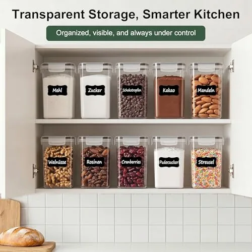 L LONGANCHANG ▫️ 1,6 L Recipientes de Cozinha, Recipientes de plástico para armazenamento de alimentos com tampa hermética, para guardar cereais, massa, arroz e farinha 5