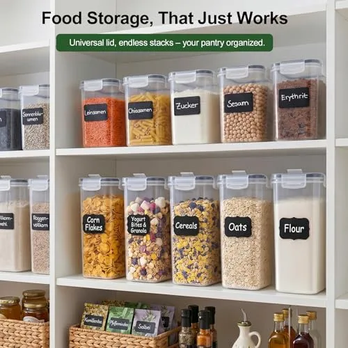 L LONGANCHANG ▫️ 1,6 L Recipientes de Cozinha, Recipientes de plástico para armazenamento de alimentos com tampa hermética, para guardar cereais, massa, arroz e farinha 6