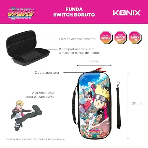 Konix ▫️ Boruto Naruto Next Generations Capa de proteção e transporte World para Nintendo Switch, Switch Lite e Switch OLED - Design Equipa 7 de Konoha 2