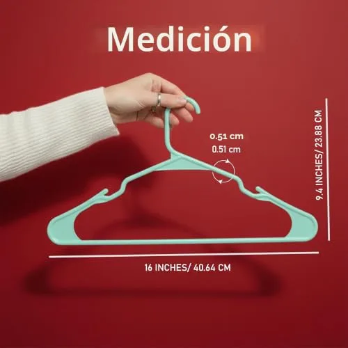 Utopia Home ▫️ Conjunto de 50 cabides de plástico que poupam espaço, resistentes e com ranhuras para os ombros, Água 2
