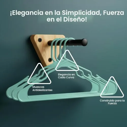 Utopia Home ▫️ Conjunto de 50 cabides de plástico que poupam espaço, resistentes e com ranhuras para os ombros, Água 5