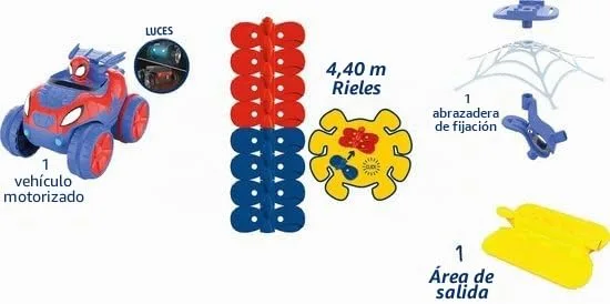 Marvel ▫️ Smoby - Flextreme Spidey, Pistas flexíveis para o carro do Spidey, inclui carro com luzes, 184 peças, até 4,4 m de pista (7600180918) 2
