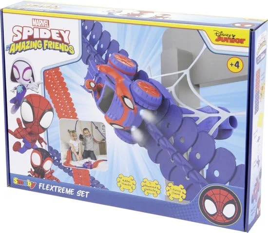 Marvel ▫️ Smoby - Flextreme Spidey, Pistas flexíveis para o carro do Spidey, inclui carro com luzes, 184 peças, até 4,4 m de pista (7600180918) 4
