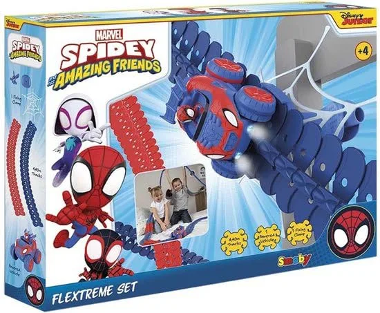 Marvel ▫️ Smoby - Flextreme Spidey, Pistas flexíveis para o carro do Spidey, inclui carro com luzes, 184 peças, até 4,4 m de pista (7600180918) 6