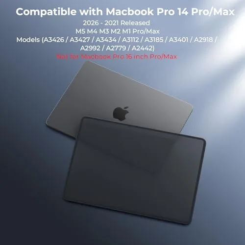 BlueSwan ▫️ para capa de MacBook Pro de 14 polegadas M5-M1, resistente a rasgos, preto mate 3