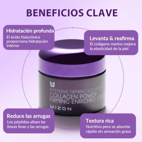MIZON ▫️ [] Creme Enriquecido com Colagénio Marinho (50 ml) Cuidados da pele coreanos, 54% de colagénio marinho, tratamento intensivo antienvelhecimento e para linhas finas (Collagen Power Firming Enriched Cream) 3