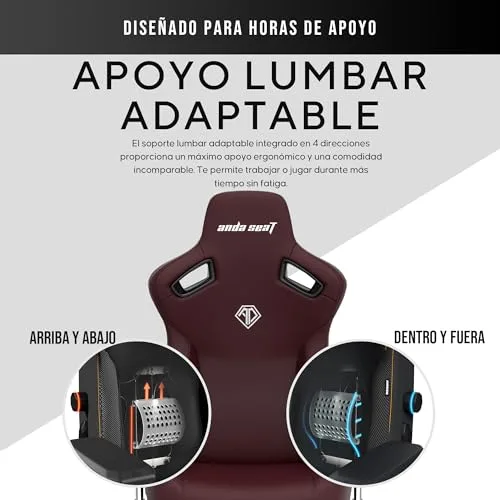 Anda Seat ▫️ Cadeira Seat Kaiser 3 Grande para jogos, cadeira de corrida confortável para adultos, ideal para trabalho/escritório/estudo/jogos, cadeiras ergonómicas para computador, cadeira ergonómica de escritório - Granate Grande 7