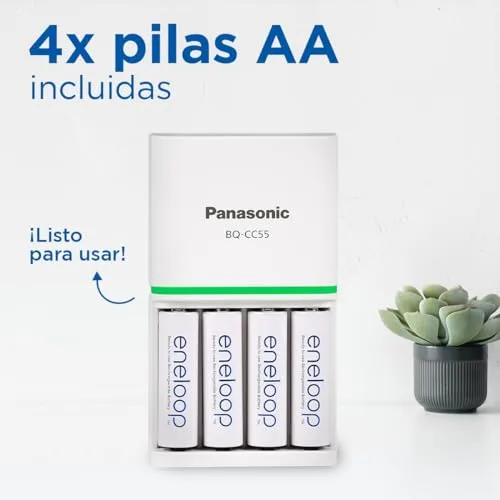 eneloop ▫️ SmartPlus. Carregador para 1 a 4 pilhas AA/AAA Ni-MH, com 4 pilhas AA/Mignon de capacidade melhorada e 10 funções de segurança. 3