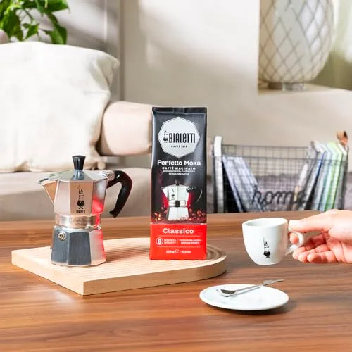 Bialetti ▫️ Cafeteira alumínio, 6 chávenas + Perfetto Moka, cinzento, preto 2